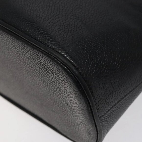 CHANEL COCO Mark Hand Bag Calf Skin Black Gold CC Auth yk17997 - Picture 10 of 14